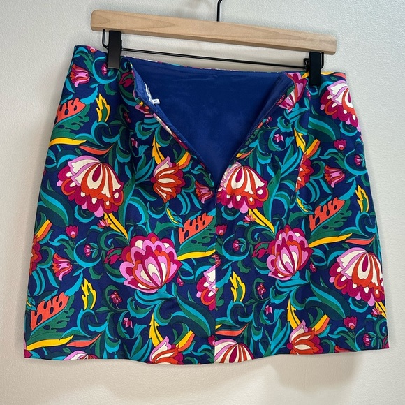 Trina Turk 'Rico' Floral-Print A-Line Mini-Skirt | Bengal Blue Multi | Women’s 6 - Picture 7 of 12
